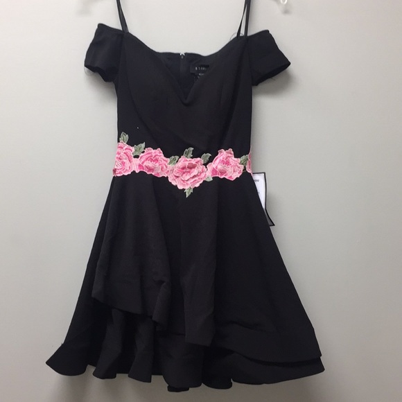 B Darlin Dresses & Skirts - B. Darlin Floral Waist Off The Shoulder Dress